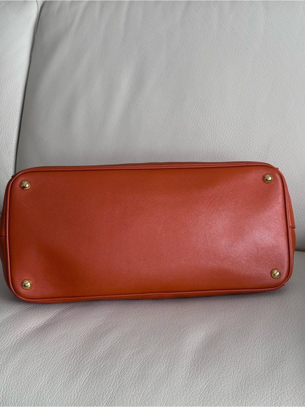 PRADA Saffiano Lux Leather Tote Bag in Papaya Orange - Picture 5 of 12